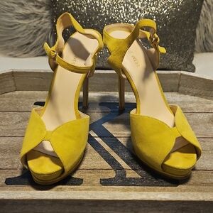 Nine West Yellow Suede Heels